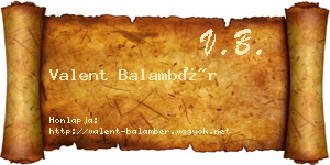 Valent Balambér névjegykártya